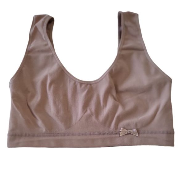 LEONISA Vintage Discontinued "Wireless Everyday Bra" Nude Compression Size L - Picture 2 of 8